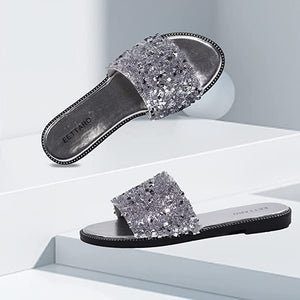 Encrusted Black Sparkle Fashion Sandals
