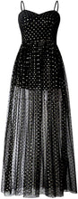 Load image into Gallery viewer, Sweetheart Sleeveless Black Dotted Mesh Maxi Dress