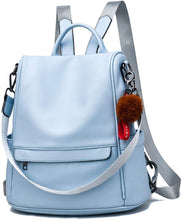 Load image into Gallery viewer, Robin Blue Faux Leather Waterproof Backpack