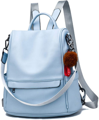 Robin Blue Faux Leather Waterproof Backpack