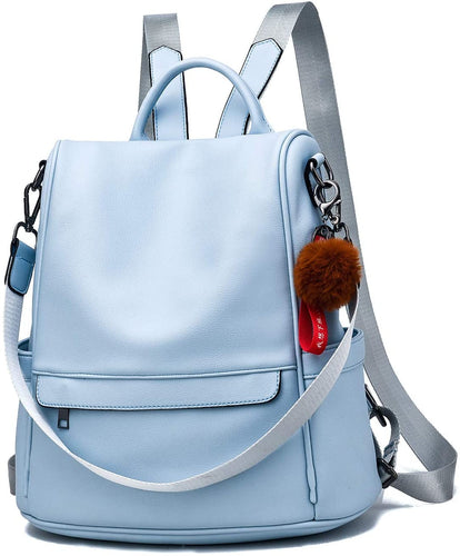 Robin Blue Faux Leather Waterproof Backpack