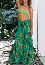 Load image into Gallery viewer, Bohemian Floral Green High Waist Women&#39;s Pants