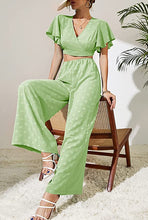 Load image into Gallery viewer, Ruffled White Wrap Top Short Sleeve &amp; Pants Set