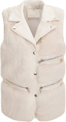 Shaggy White Faux Fur Sherpa Fleece Outwear Vest