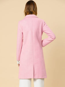 Women's Double Breasted Pink Shawl Collar Long Winter Coat