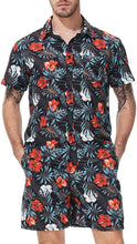 Load image into Gallery viewer, Luxury Black Floral 2 Pc Hawaiian Vacation Outfits