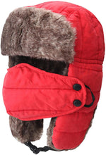 Load image into Gallery viewer, Men&#39;s Windproof Warm Trapper Red Russian Hats with Mask