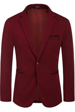 Load image into Gallery viewer, Men&#39;s Notched Lapel Wine Red One Button Sports Coat Blazer