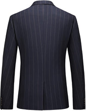Load image into Gallery viewer, Men&#39;s Navy Striped Lightweight Notched Lapel Tuxedo Suit