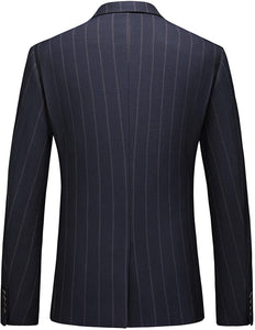 Men's Navy Striped Lightweight Notched Lapel Tuxedo Suit