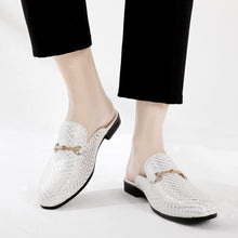 Load image into Gallery viewer, Men&#39;s Leather White Snakeskin Slip On Dress Shoes