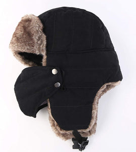Windproof Warm Trapper Black Russian Hats with Mask