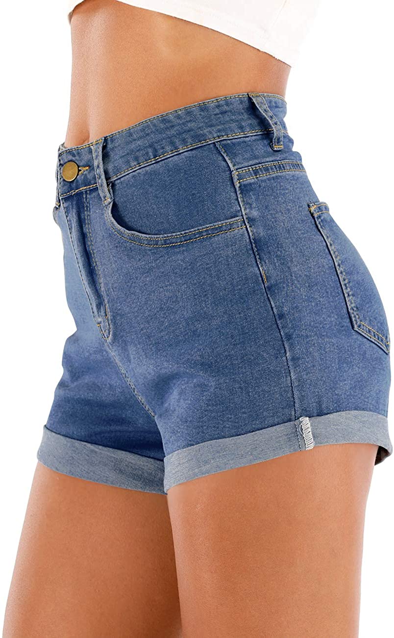 Haola Women's Juniors Vintage Summer Denim High Waisted Folded Hem Jeans  Shorts, Lightblue for us Number Size, Medium : : Clothing, Shoes &  Accessories