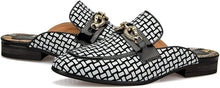 Load image into Gallery viewer, Men&#39;s Black &amp; White Checkered Slip In Loafer Dress Shoes