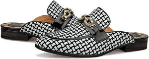 Men's Black & White Checkered Slip In Loafer Dress Shoes