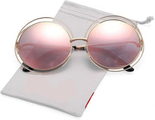 Load image into Gallery viewer, Pink Double Metal Wire Frame Oversized Round Sunglasses