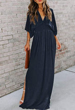 Load image into Gallery viewer, Bohemian Black Kimono Sleeve Maxi Dress