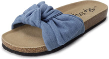 Load image into Gallery viewer, Denim Blue Bow Tie Platform Cork Sandal