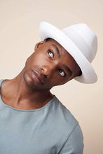 Load image into Gallery viewer, Men&#39;s Grey-White Fedora Bucket Sun Straw Beach Hat