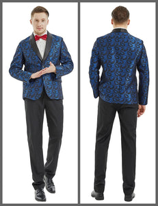 Men's Paisley Shawl Lapel Navy Blue 2pc Men's Suit