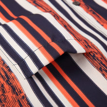 Load image into Gallery viewer, Tricolour Orange Striped Summer Button Down Short Sleeve Shirt