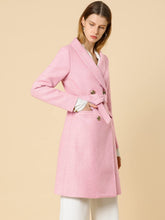 Load image into Gallery viewer, Women&#39;s Double Breasted Pink Shawl Collar Long Winter Coat