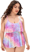 Load image into Gallery viewer, Plus Size Sherbet Pink Dyed 2pc Layered Ruffle Swimsuit