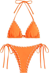 Mocha Brown Thread Style 2pc Swimwear Bikini Set