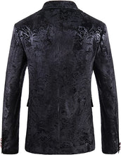 Load image into Gallery viewer, Men&#39;s Black Paisley Long Sleeve Blazer &amp; Pants Slim Fit 2pc Suit