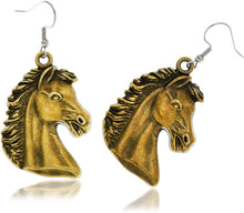 Load image into Gallery viewer, Vintage Horse Copper Dangle Drop Western Earrings