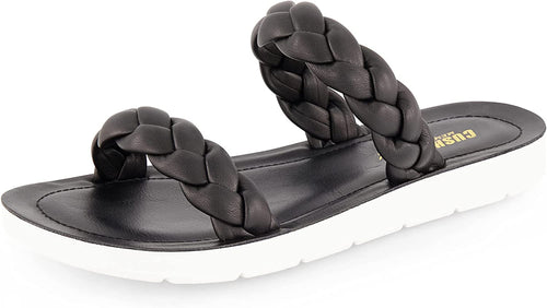 Cushionaire Black Island Braided Slide Sandal