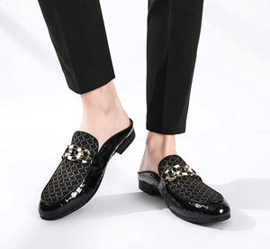 Men's Velvet Leather Textured Black Loafer Slip-on Dress Shoes