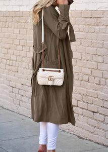 Vintage Coffee Windproof Open Front Long Trench Coats