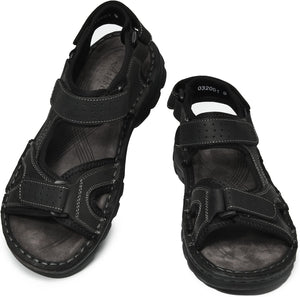 Summer Trend Black Genuine Leather Men's Sandals