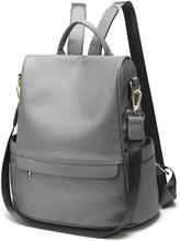 Load image into Gallery viewer, Dark Grey Faux Leather Waterproof Backpack