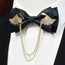 Load image into Gallery viewer, Cantebury Black Adjustable Metal Golden Wings Bowtie