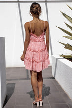 Load image into Gallery viewer, Rose Pink Floral Print Summer Swing Dress
