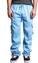 Load image into Gallery viewer, Men&#39;s Baggy Sky Blue Fleece Cargo Sweatpants