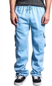 Men's Baggy Sky Blue Fleece Cargo Sweatpants