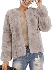 Black Faux Fur Long Sleeve Jacket