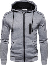 Load image into Gallery viewer, Men&#39;s Light Grey Full Zip Lightweight Hoodie Sweatshirt