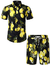 Load image into Gallery viewer, Men&#39;s Black Lemon Printed Shorts Set