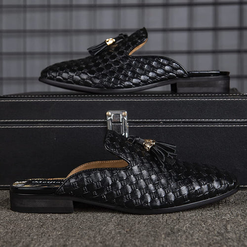 Fashion Black Backless Loafers Casual Men's Slippers