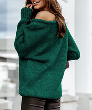 Load image into Gallery viewer, Ribbed Knitted Dark Green Casual Long Sleeve Women&#39;s Sweater