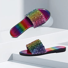 Load image into Gallery viewer, Encrusted Silver Sparkle Fashion Sandals