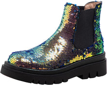 Load image into Gallery viewer, Modish Gold Sequin Low Heel Chelsea Boot