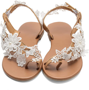 White Floral Lace Elegant Sandals