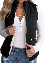 Load image into Gallery viewer, Reversible Black Quilted Sherpa Fleece Sleeveless Vest