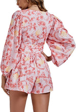 Load image into Gallery viewer, Destination Blue Printed Long Sleeve Shorts Romper