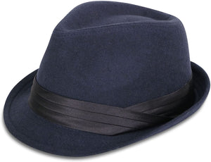 Men's Black-Orange Classic Manhattan Style Fedora Hat